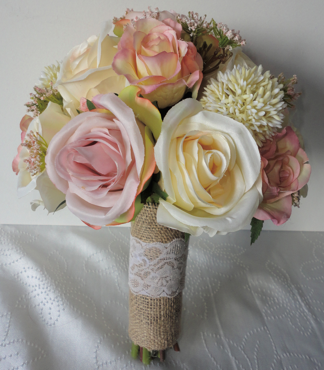 Rustic Vintage Style Bridal Bouquet, artificial wedding flowers
